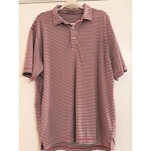 Johnnie-O Men's Original Striped Performance Polo Golf Shirt - Crimson/Gray